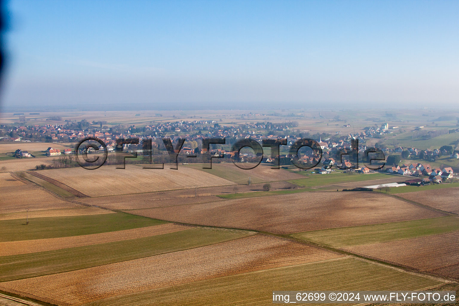 Aerial view of Seebach in the state Bas-Rhin, France