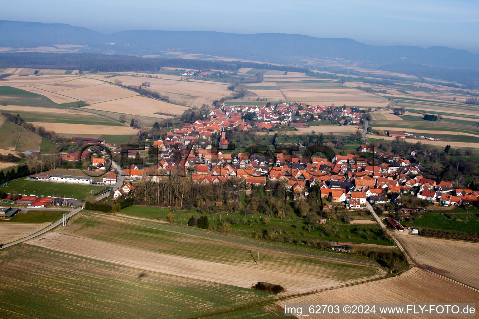 Hunspach in the state Bas-Rhin, France out of the air