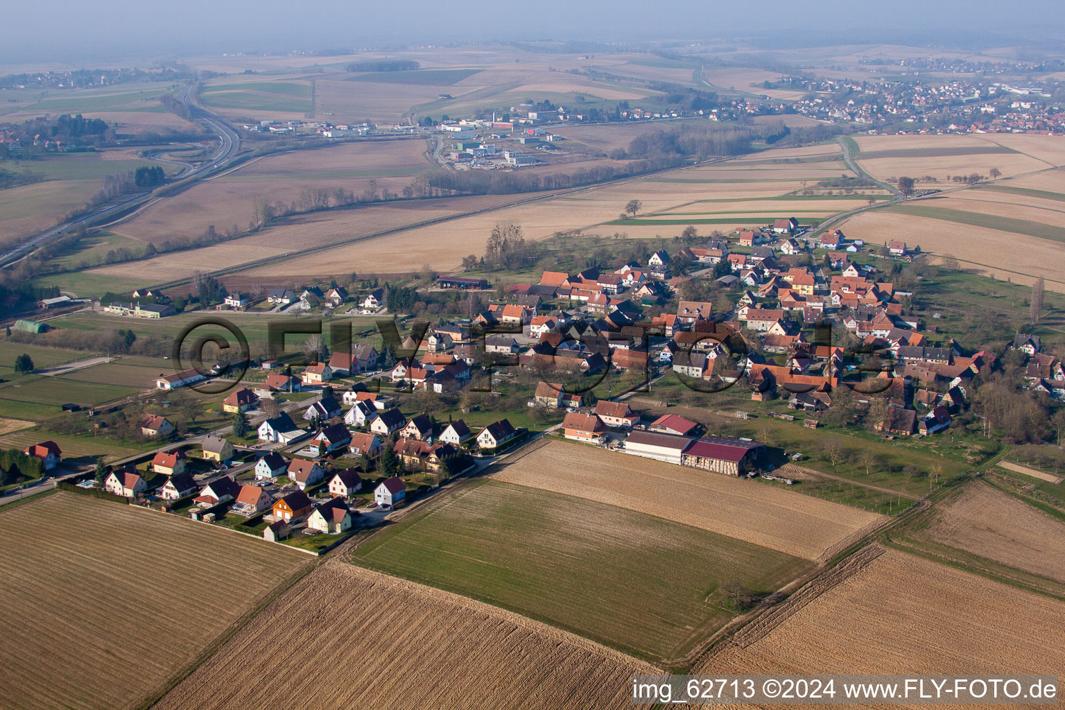 Oblique view of Hermerswiller in the state Bas-Rhin, France