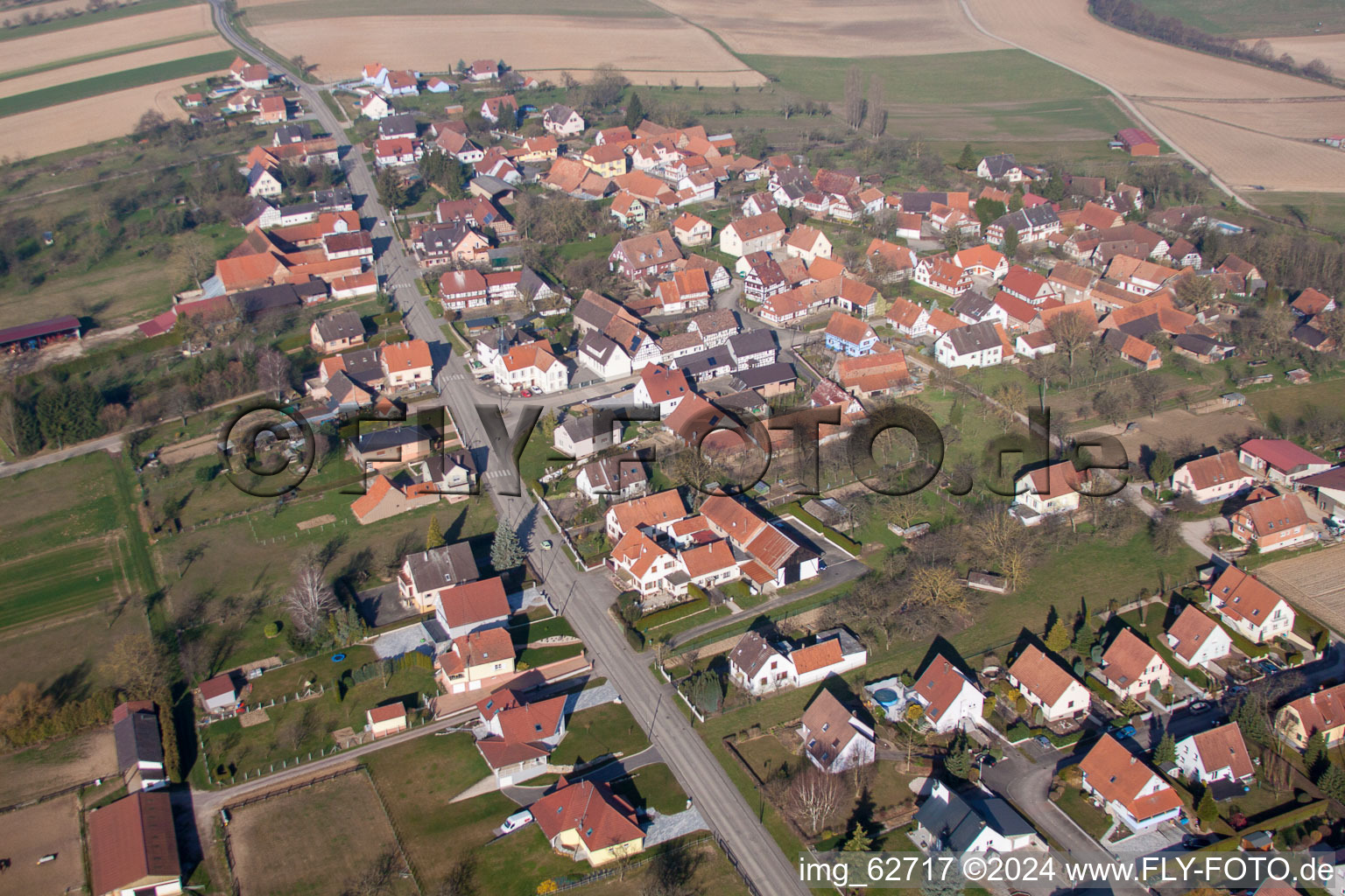 Hermerswiller in the state Bas-Rhin, France seen from above