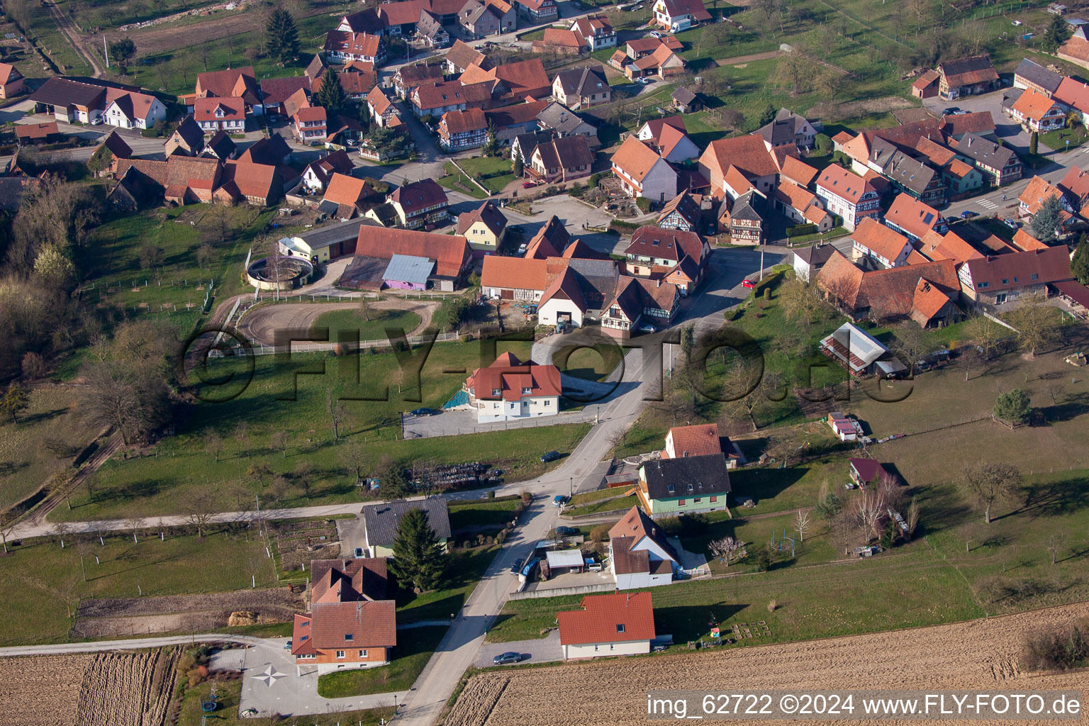 Aerial photograpy of Hohwiller in the state Bas-Rhin, France