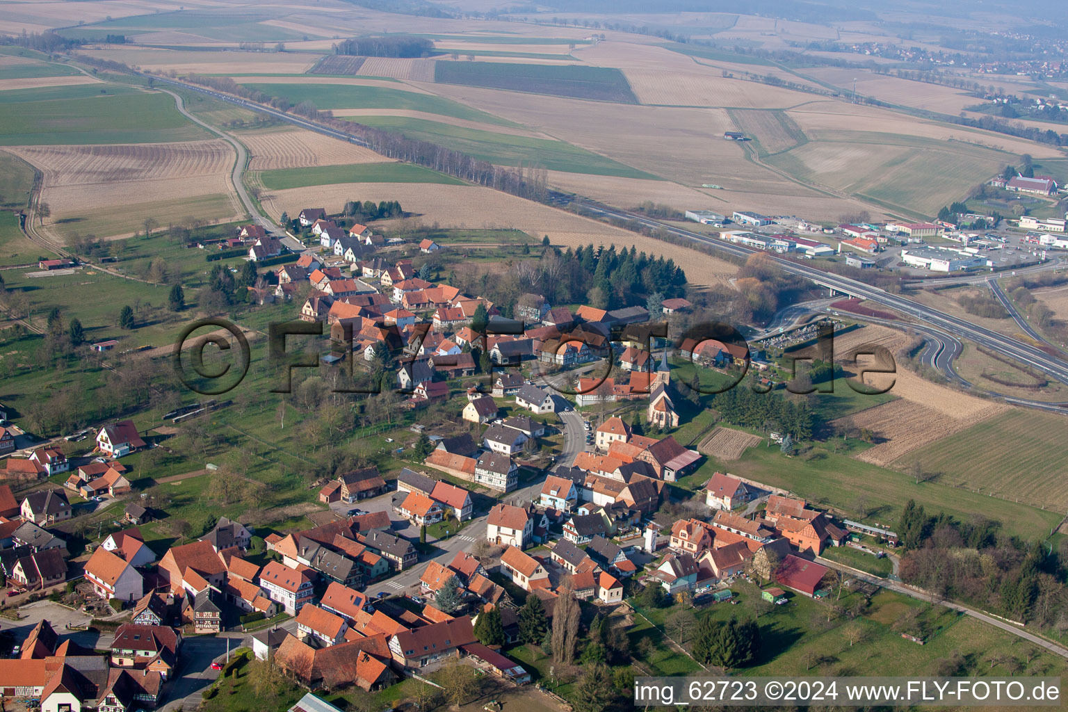 Oblique view of Hohwiller in the state Bas-Rhin, France