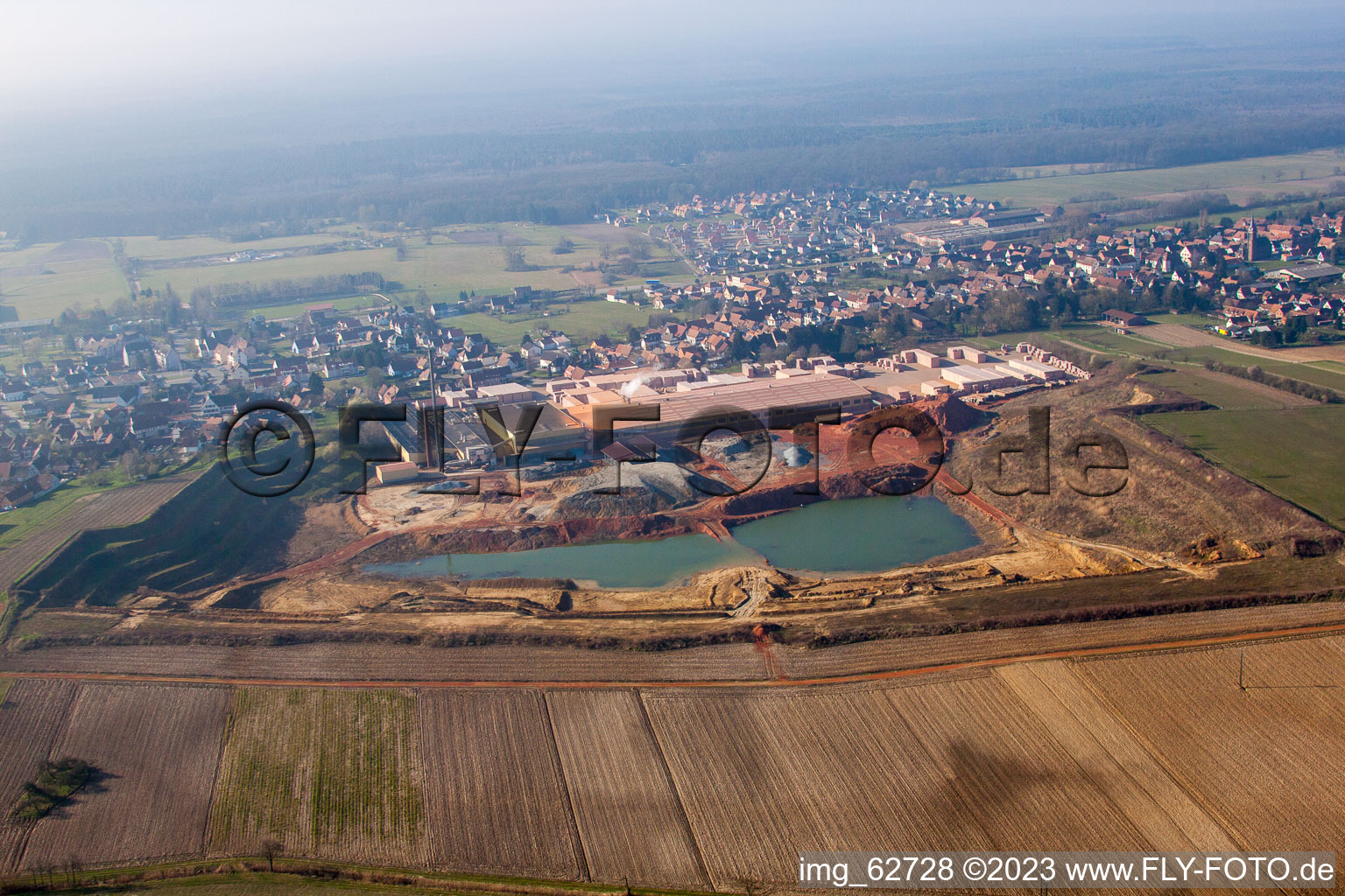 Kuhlendorf in the state Bas-Rhin, France from above