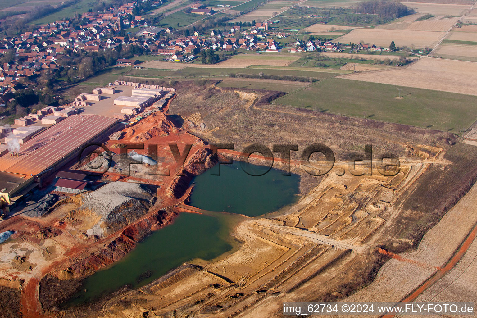 Aerial photograpy of Niederbetschdorf in the state Bas-Rhin, France