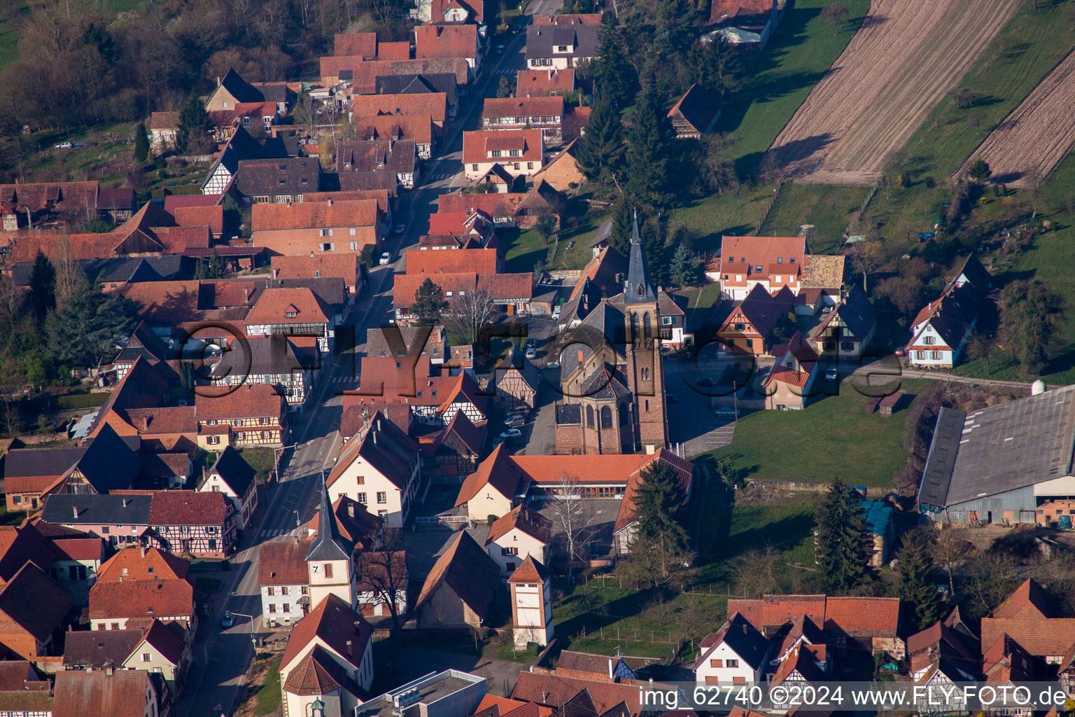 Niederbetschdorf in the state Bas-Rhin, France from the plane