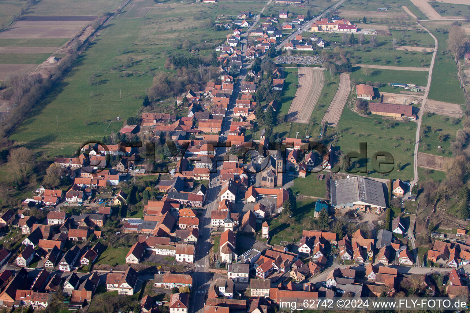 Betschdorf in the state Bas-Rhin, France from the drone perspective