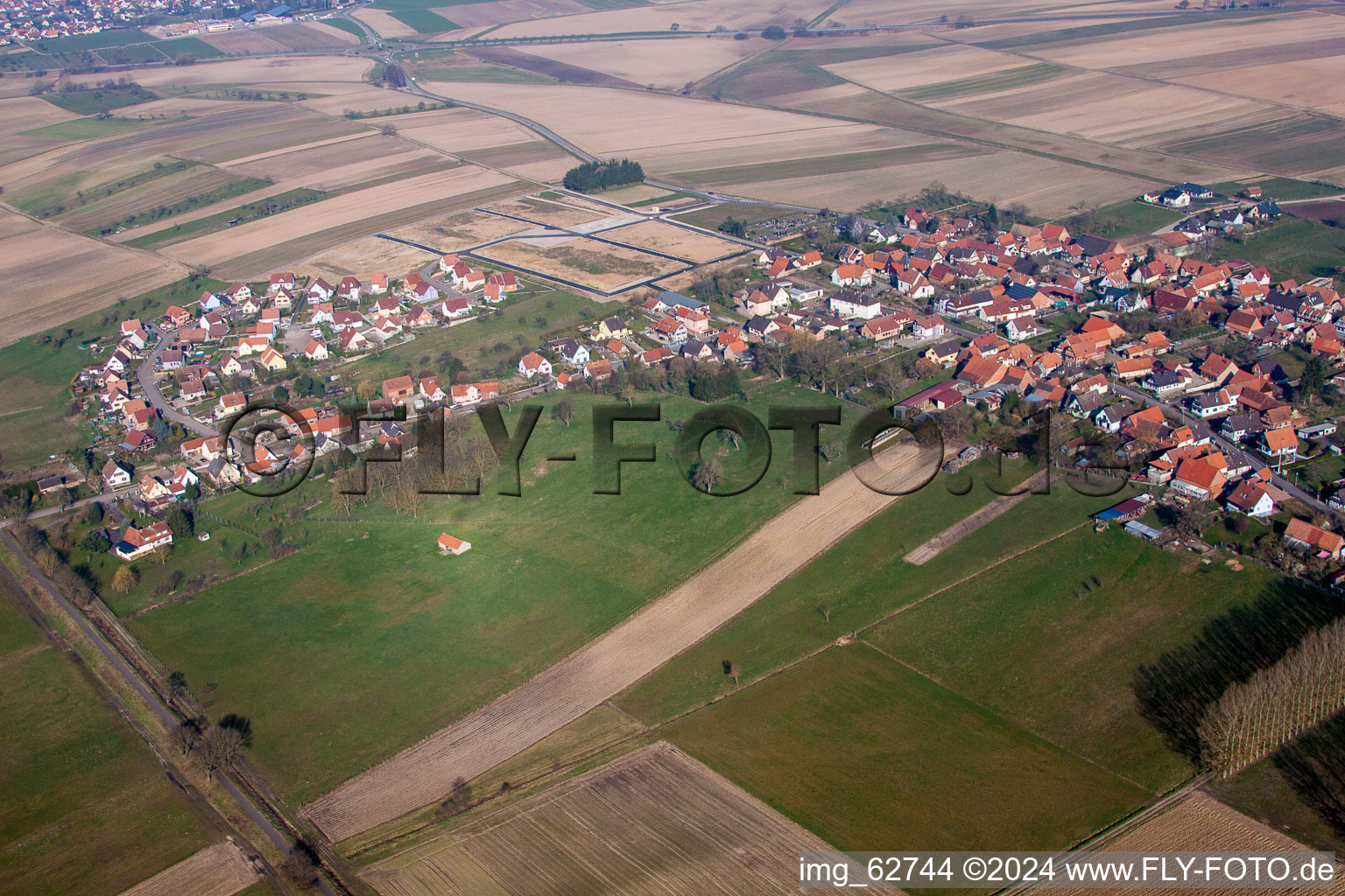 Aerial view of Schwabwiller in the state Bas-Rhin, France