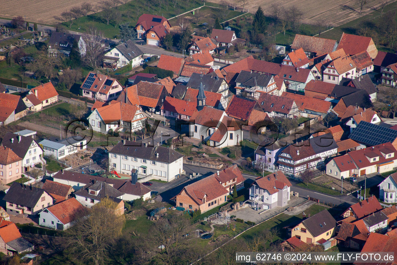 Oblique view of Schwabwiller in the state Bas-Rhin, France