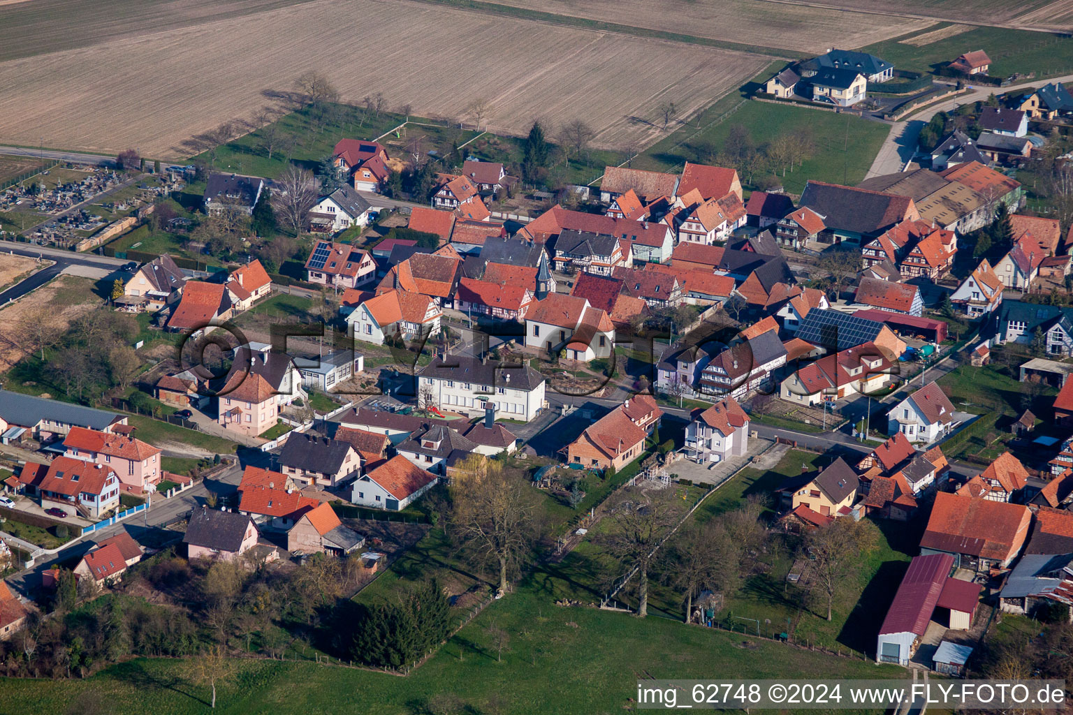 Schwabwiller in the state Bas-Rhin, France out of the air