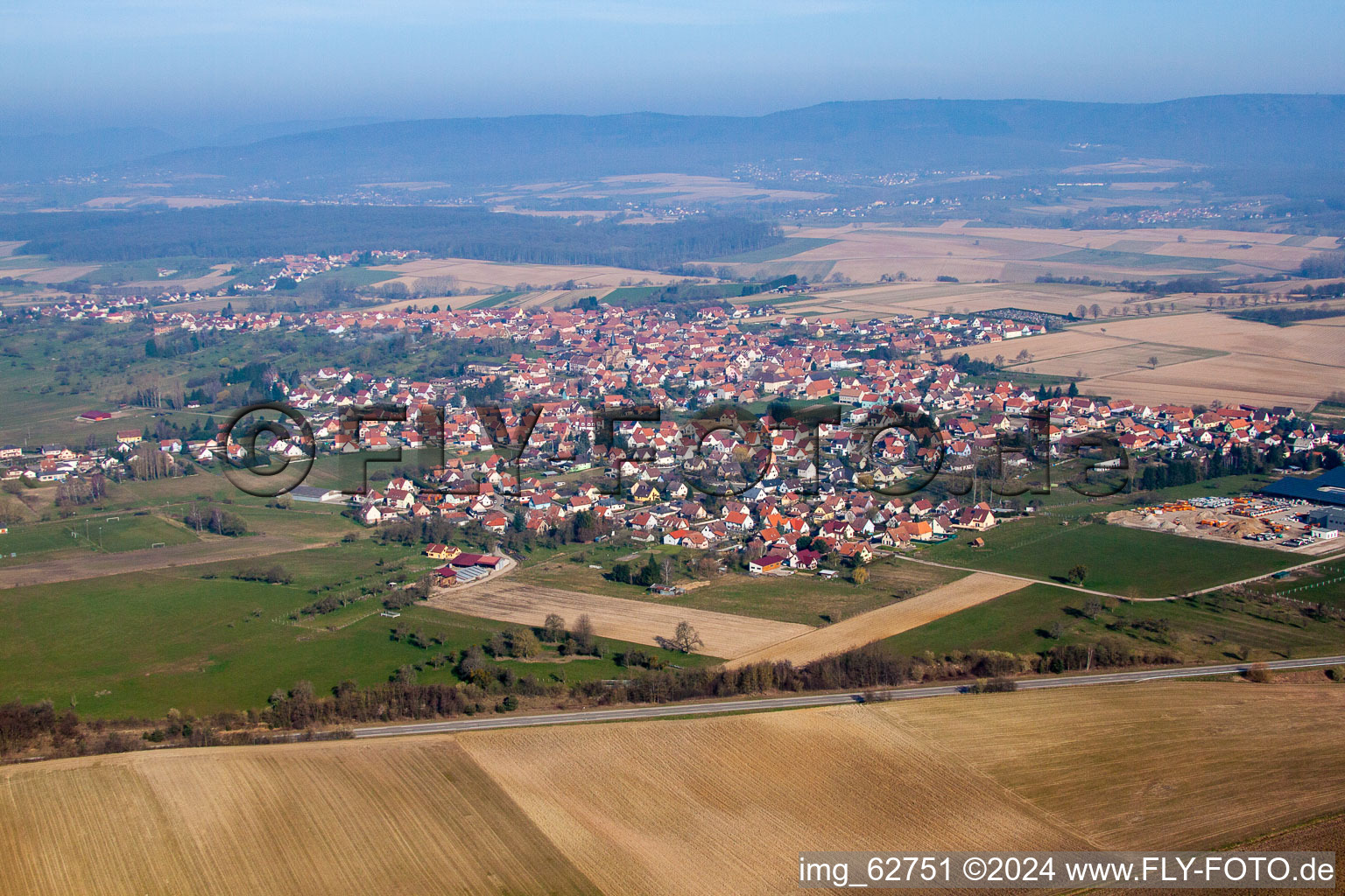 Bird's eye view of Surbourg in the state Bas-Rhin, France