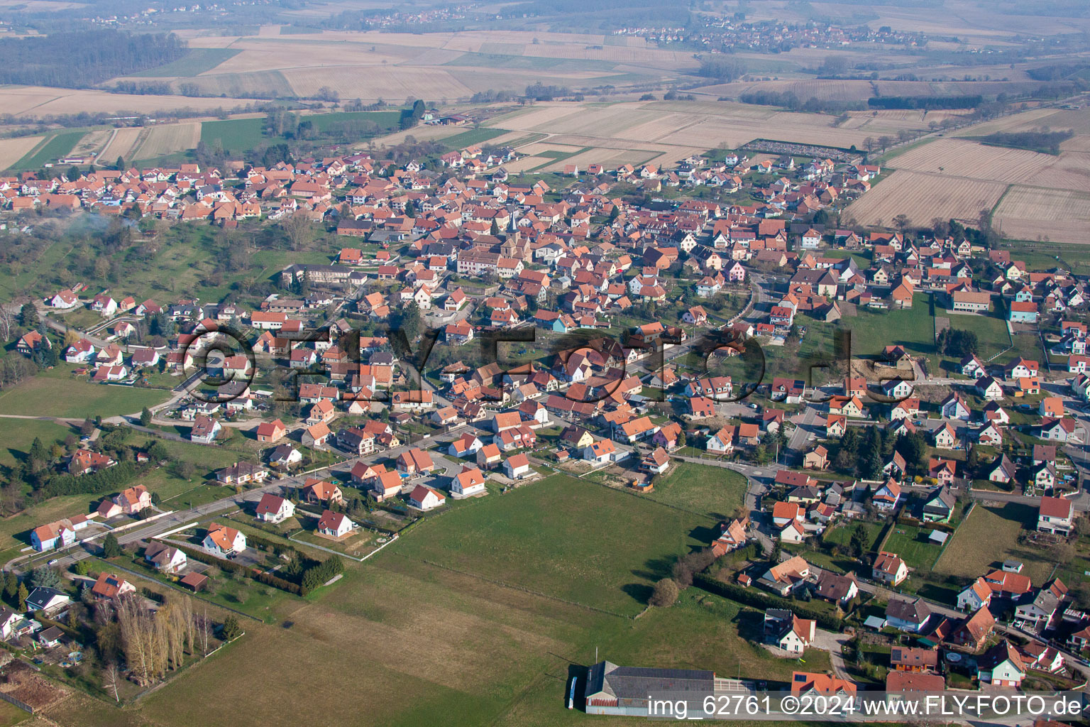 Surbourg in the state Bas-Rhin, France from the drone perspective