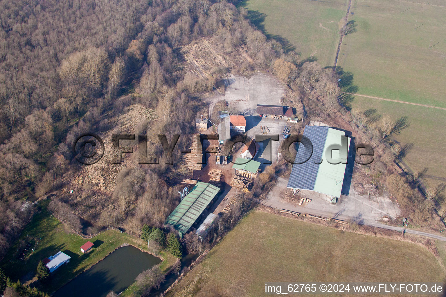 Surbourg in the state Bas-Rhin, France seen from a drone