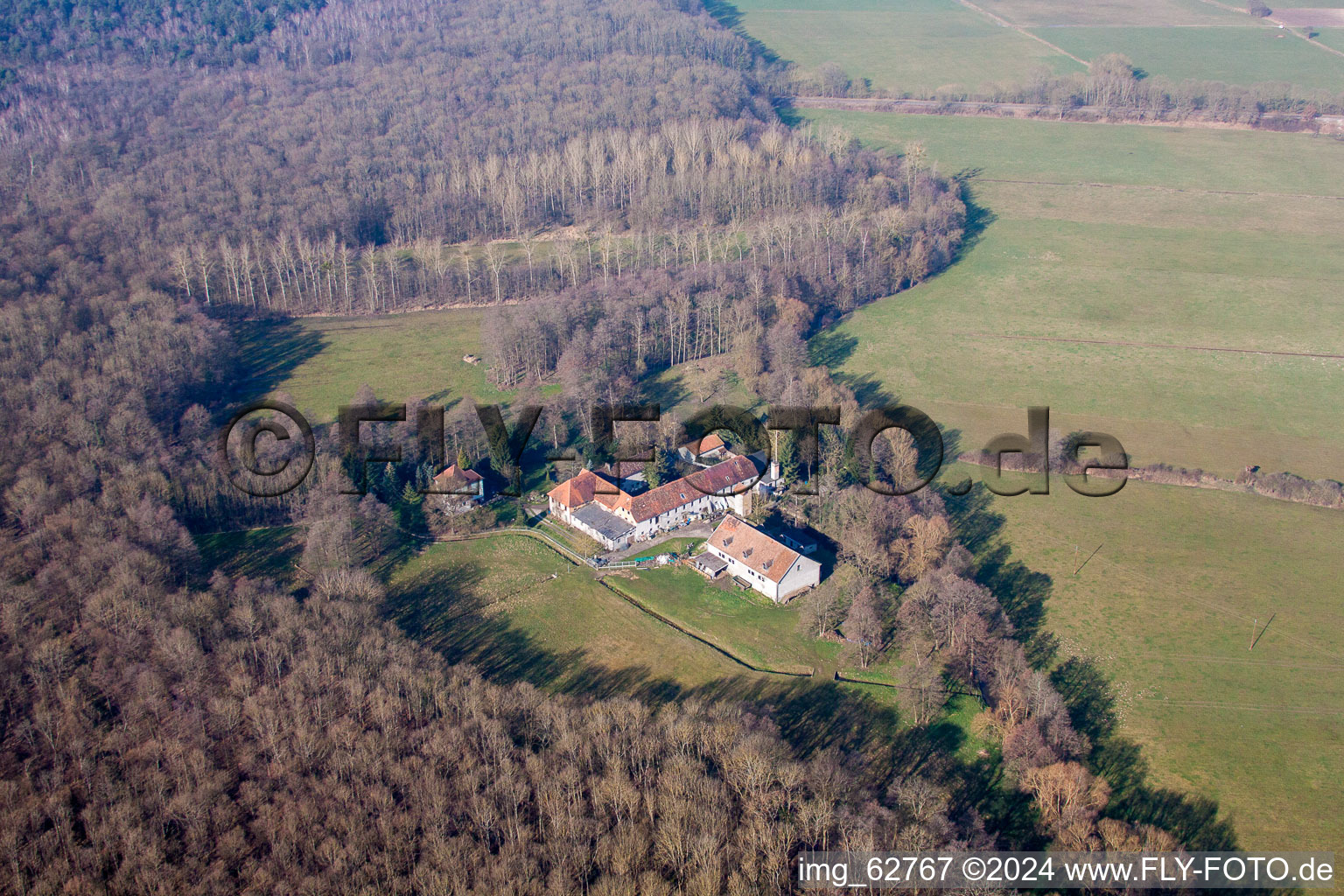 Aerial view of Surbourg in the state Bas-Rhin, France