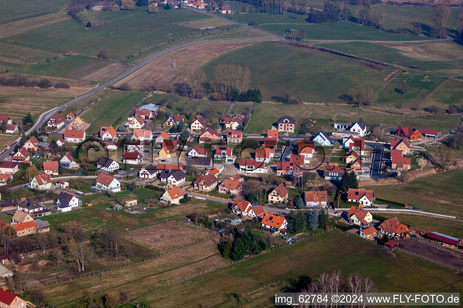 Walbourg in the state Bas-Rhin, France seen from above