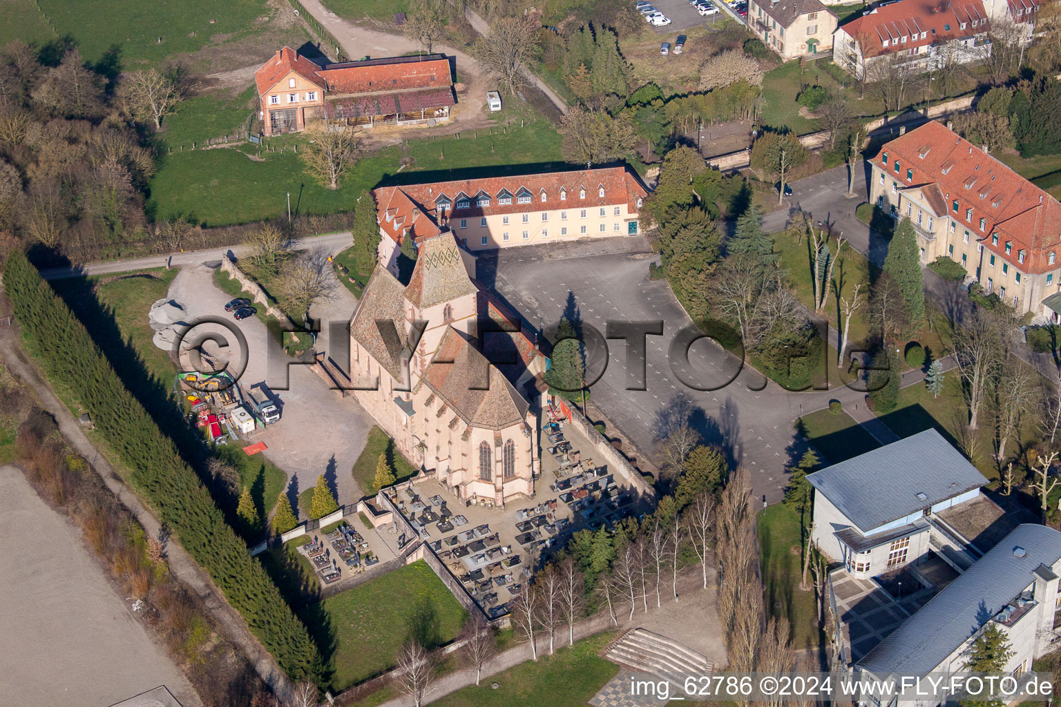 Bird's eye view of Walbourg in the state Bas-Rhin, France