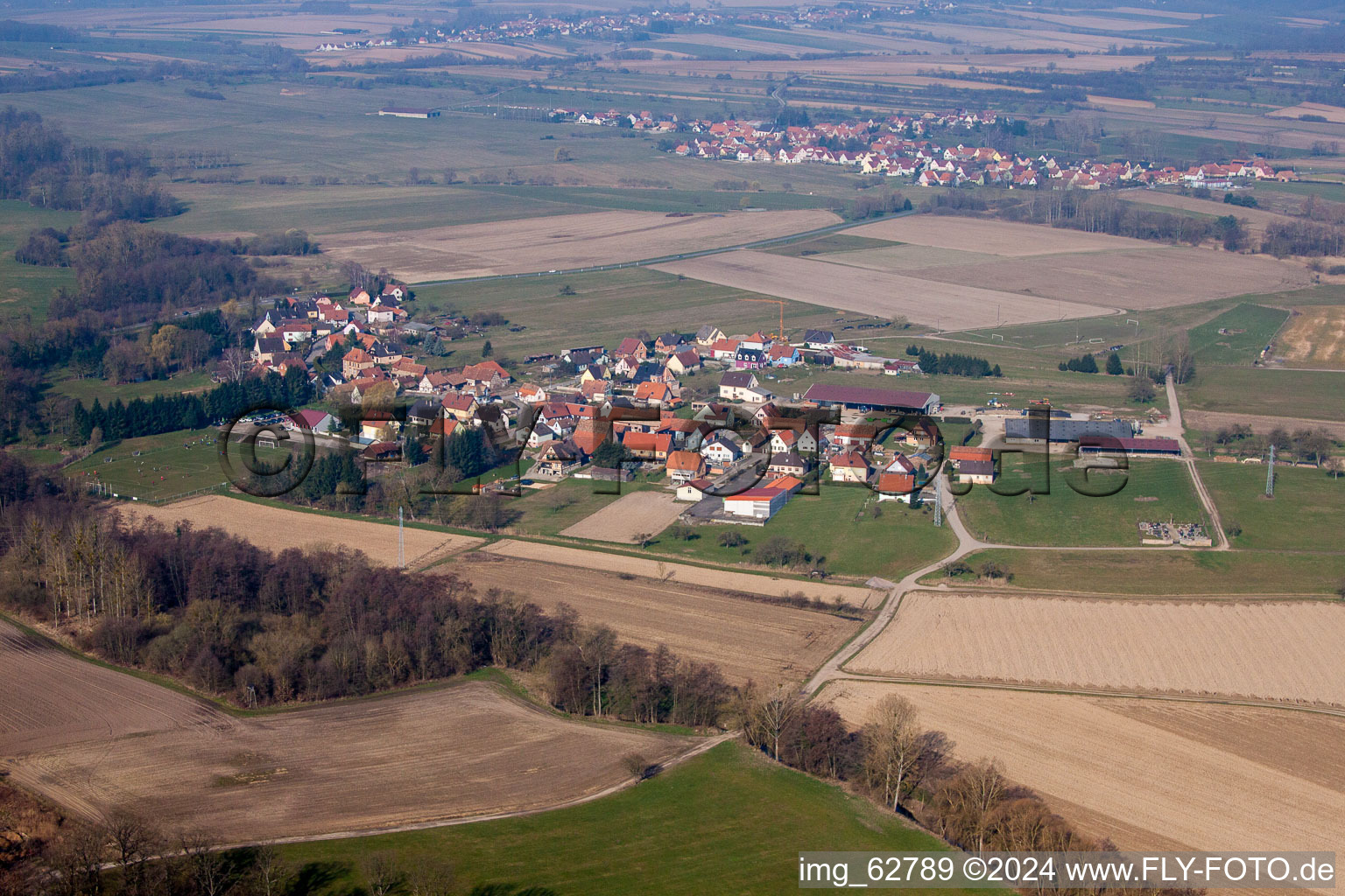 Drone recording of Walbourg in the state Bas-Rhin, France