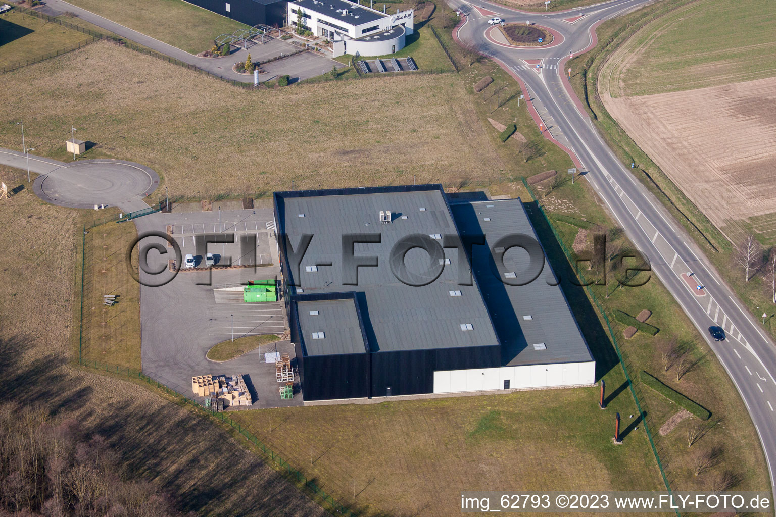 Eschbach in the state Bas-Rhin, France seen from a drone