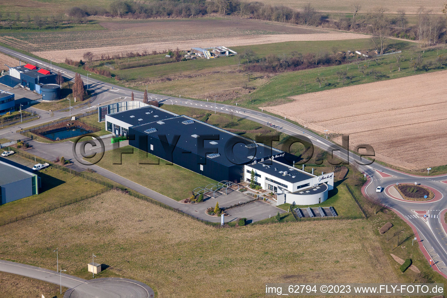 Aerial view of Eschbach in the state Bas-Rhin, France