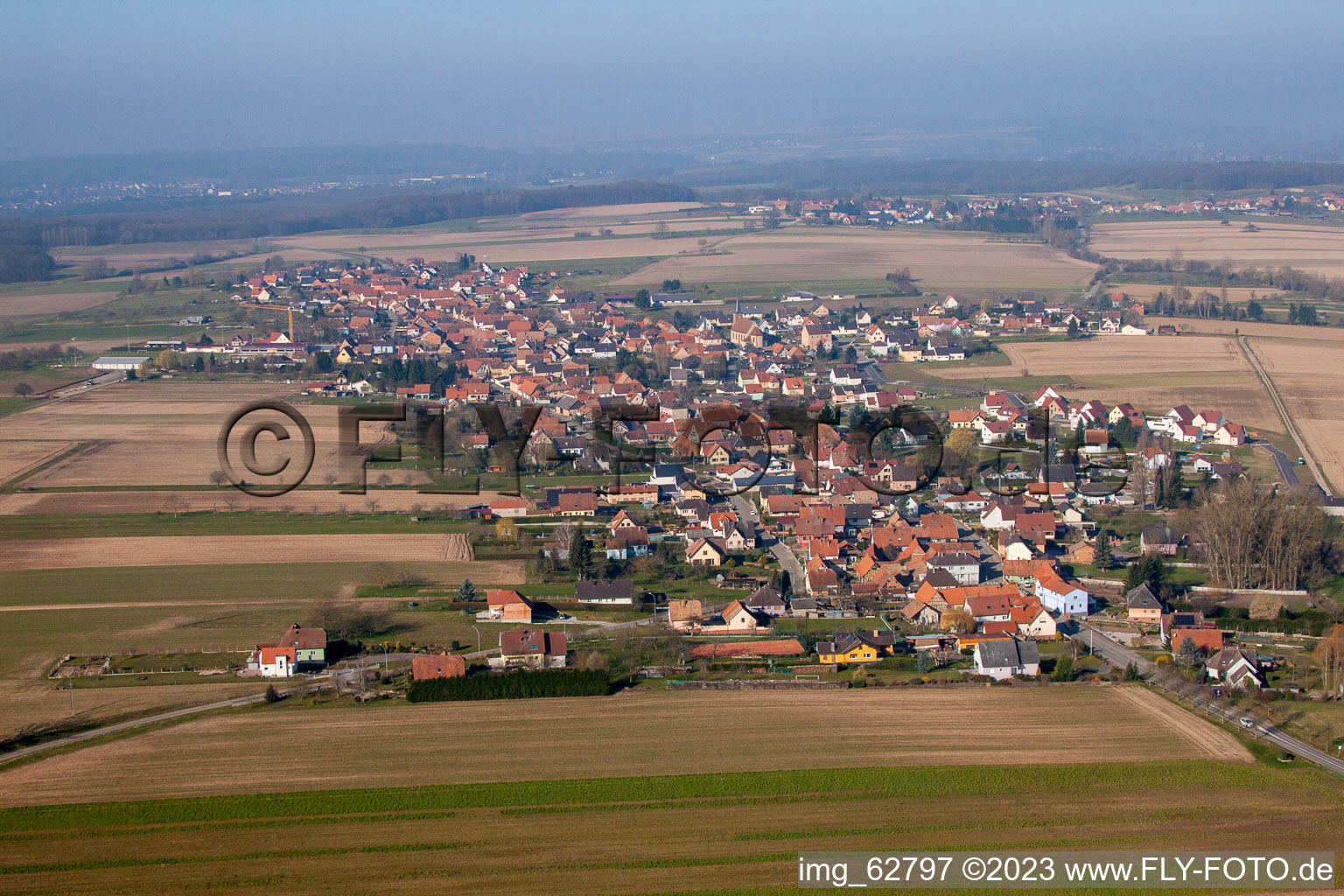 Eschbach in the state Bas-Rhin, France from above