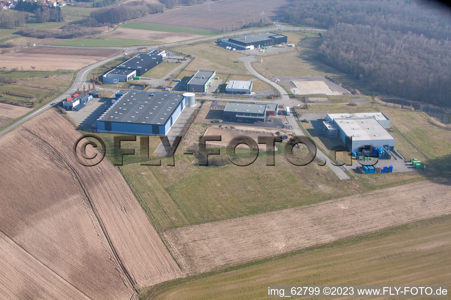 Eschbach in the state Bas-Rhin, France seen from above