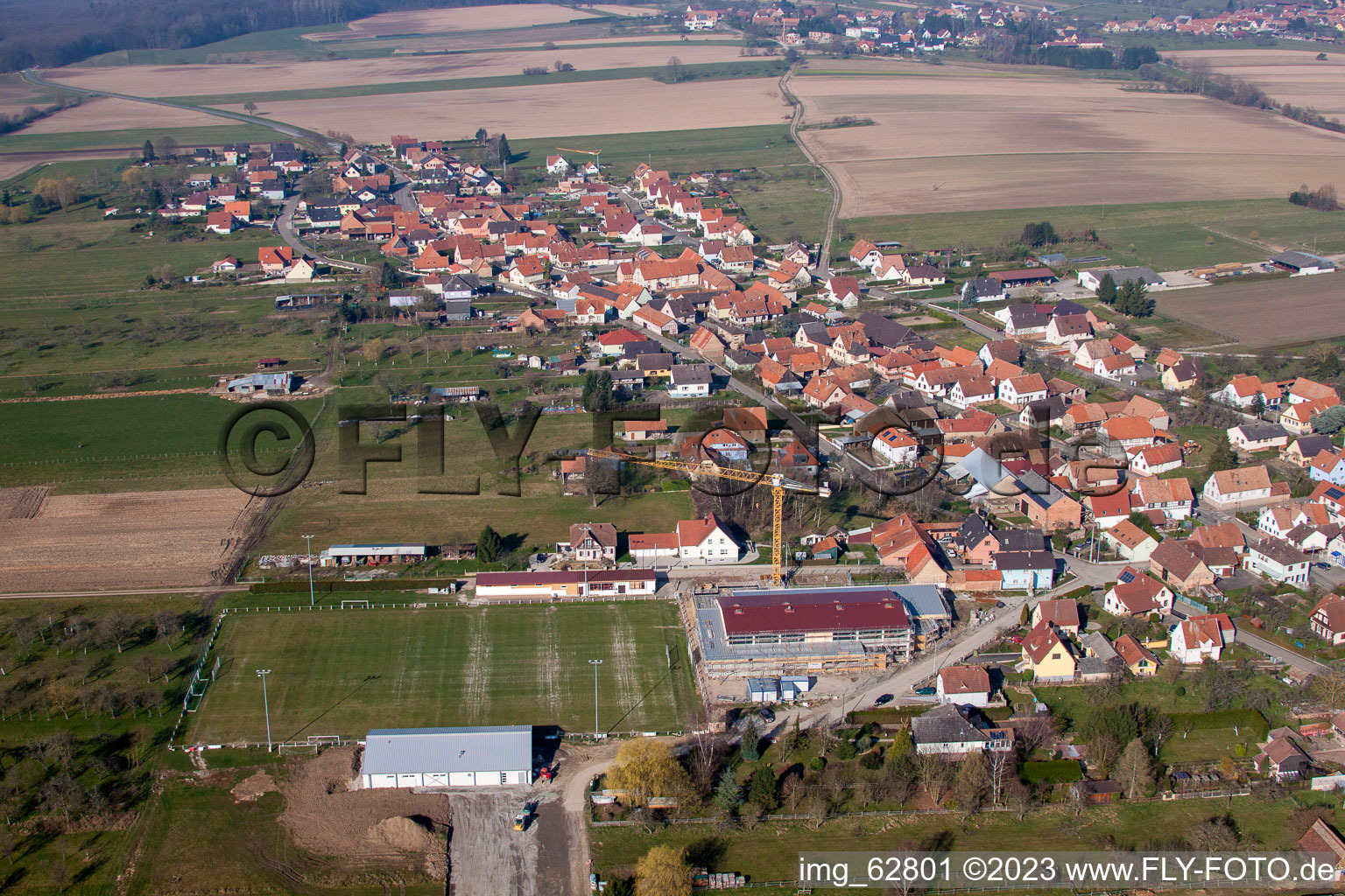 Bird's eye view of Eschbach in the state Bas-Rhin, France