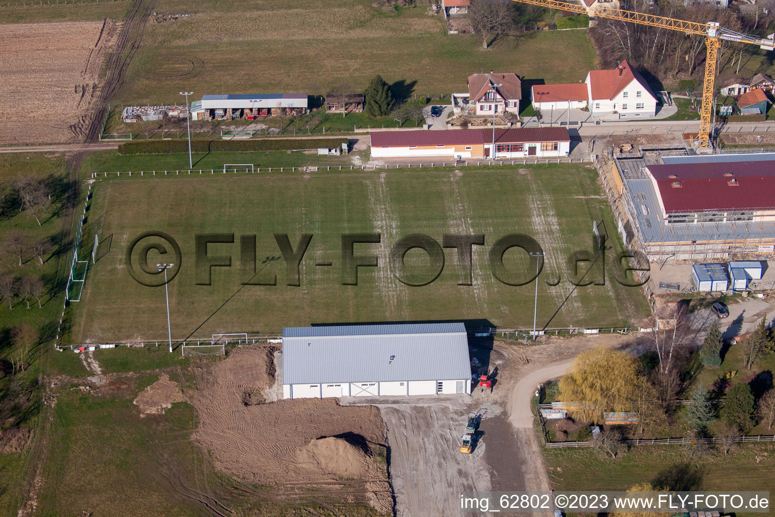 Eschbach in the state Bas-Rhin, France viewn from the air