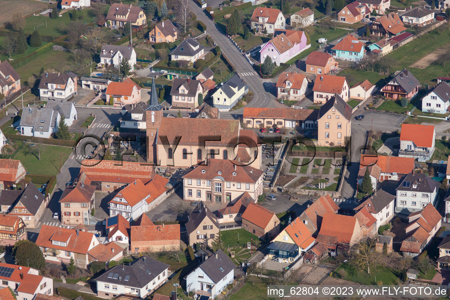 Drone recording of Eschbach in the state Bas-Rhin, France