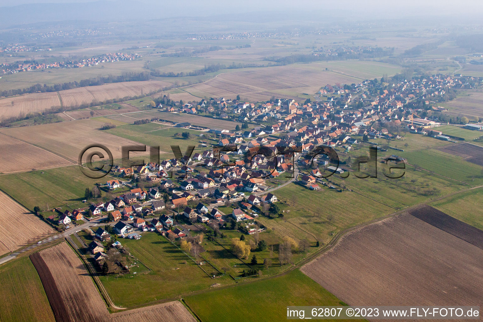 Eschbach in the state Bas-Rhin, France from the drone perspective