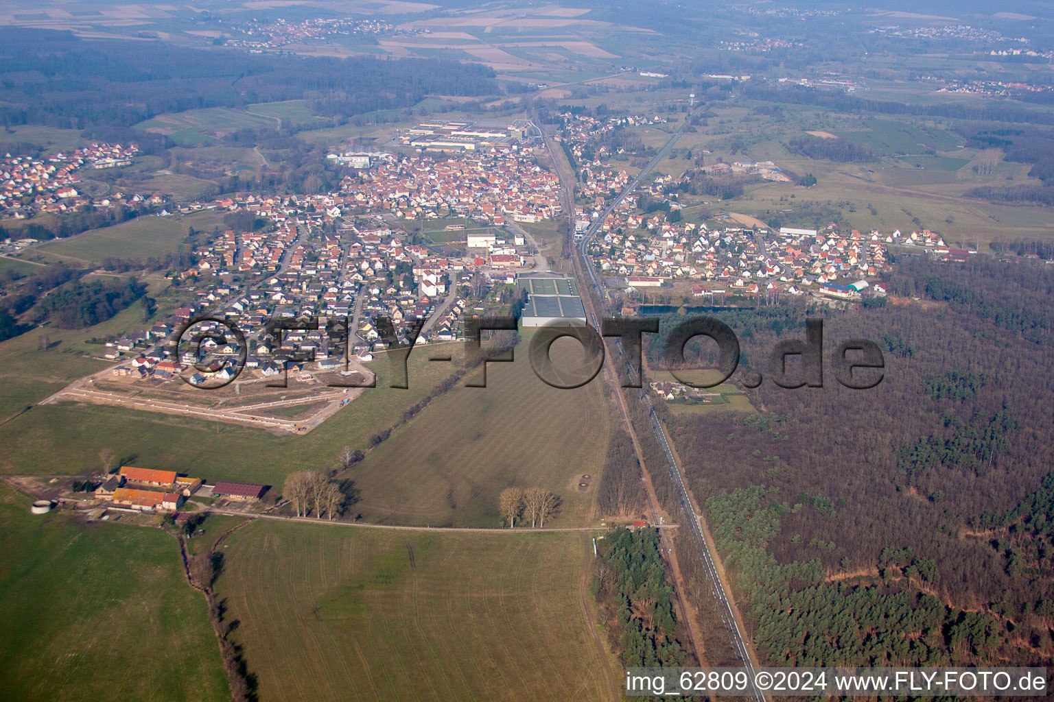 Mertzwiller in the state Bas-Rhin, France from the plane