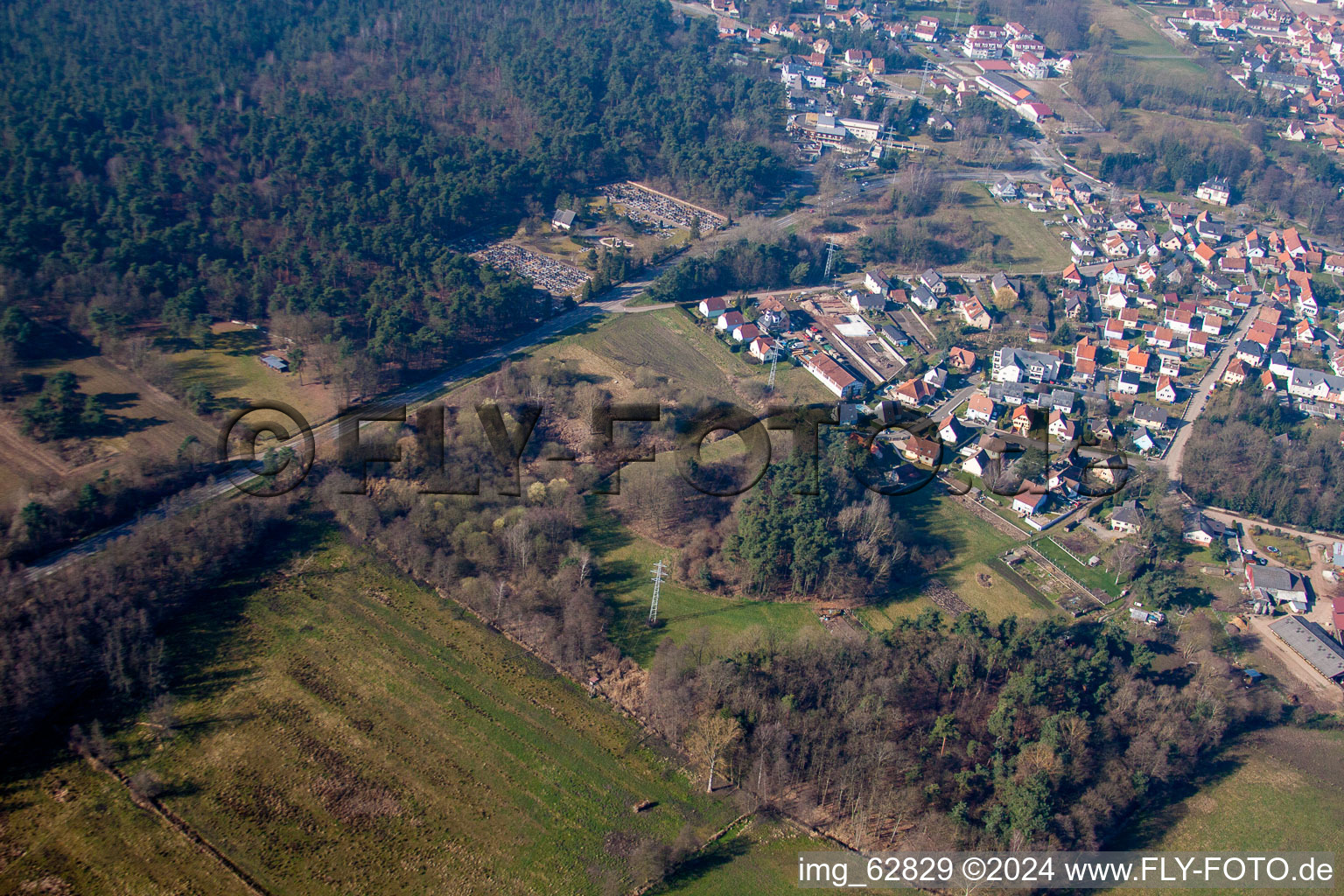 Schweighouse-sur-Moder in the state Bas-Rhin, France from the drone perspective