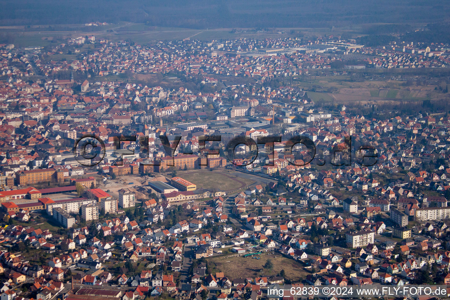 Aerial view of Haguenau in the state Bas-Rhin, France