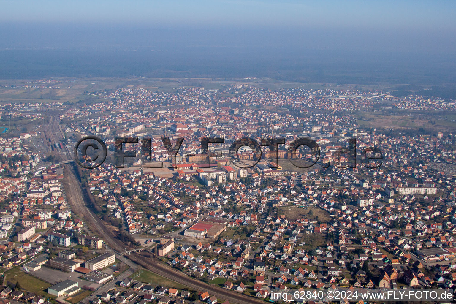 Haguenau in the state Bas-Rhin, France from the drone perspective