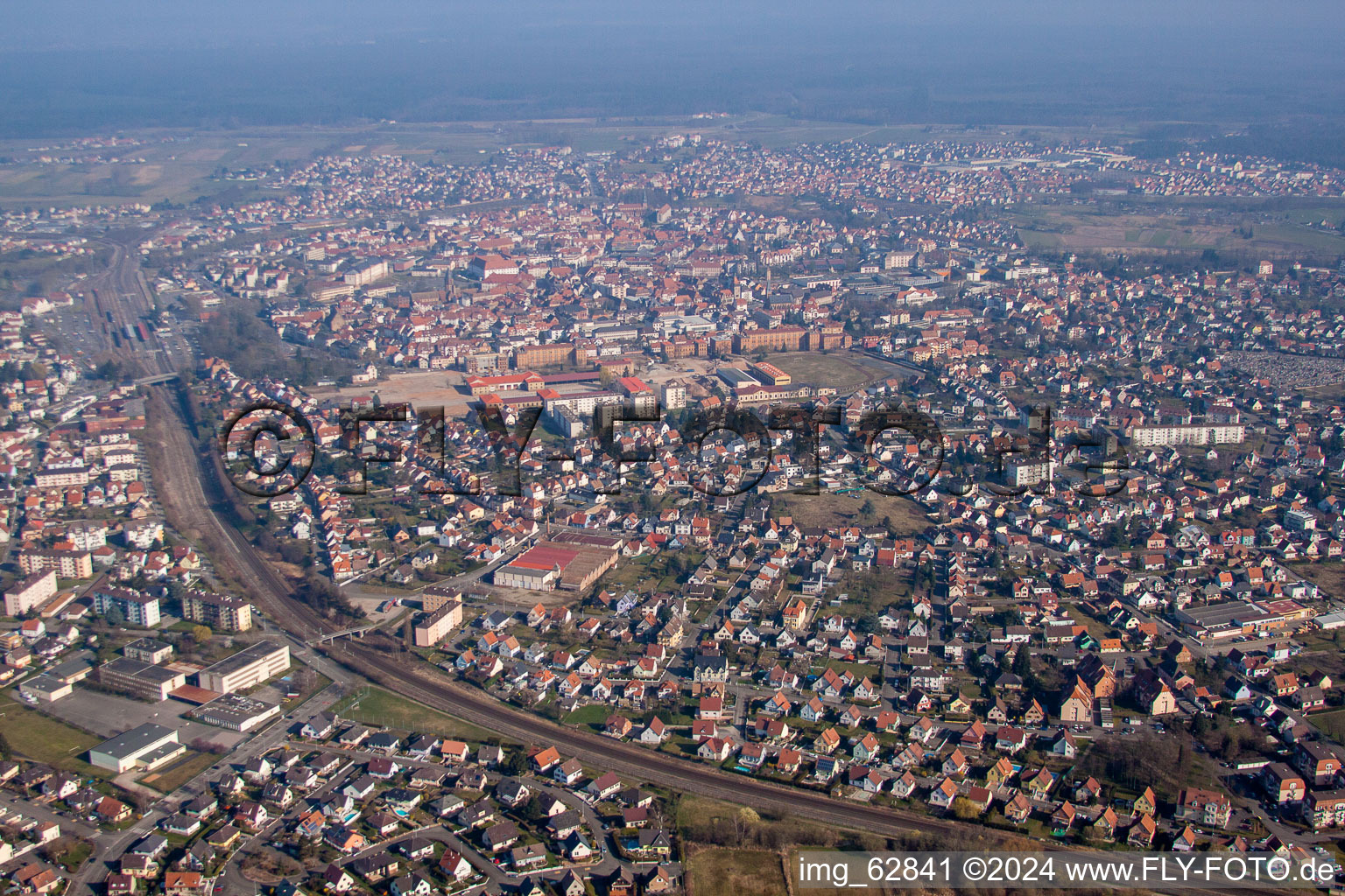 Oblique view of Haguenau in the state Bas-Rhin, France