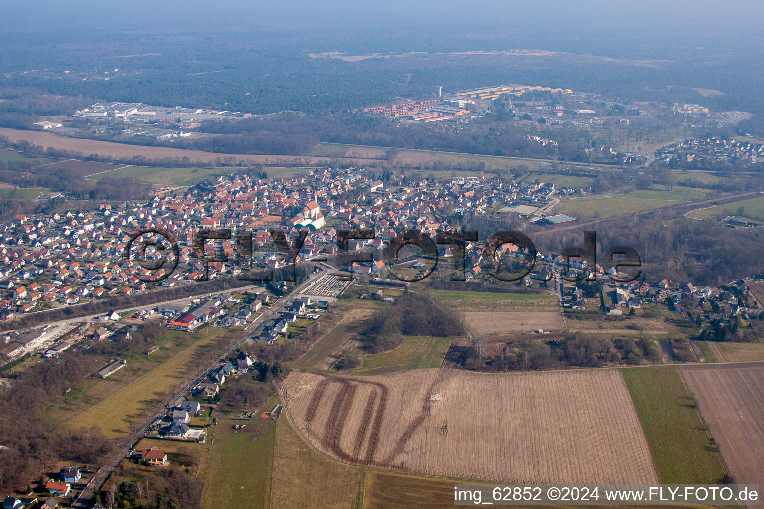 Haguenau in the state Bas-Rhin, France viewn from the air