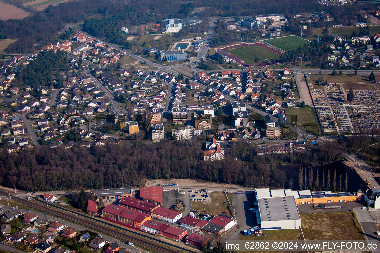 Drone recording of Bischwiller in the state Bas-Rhin, France