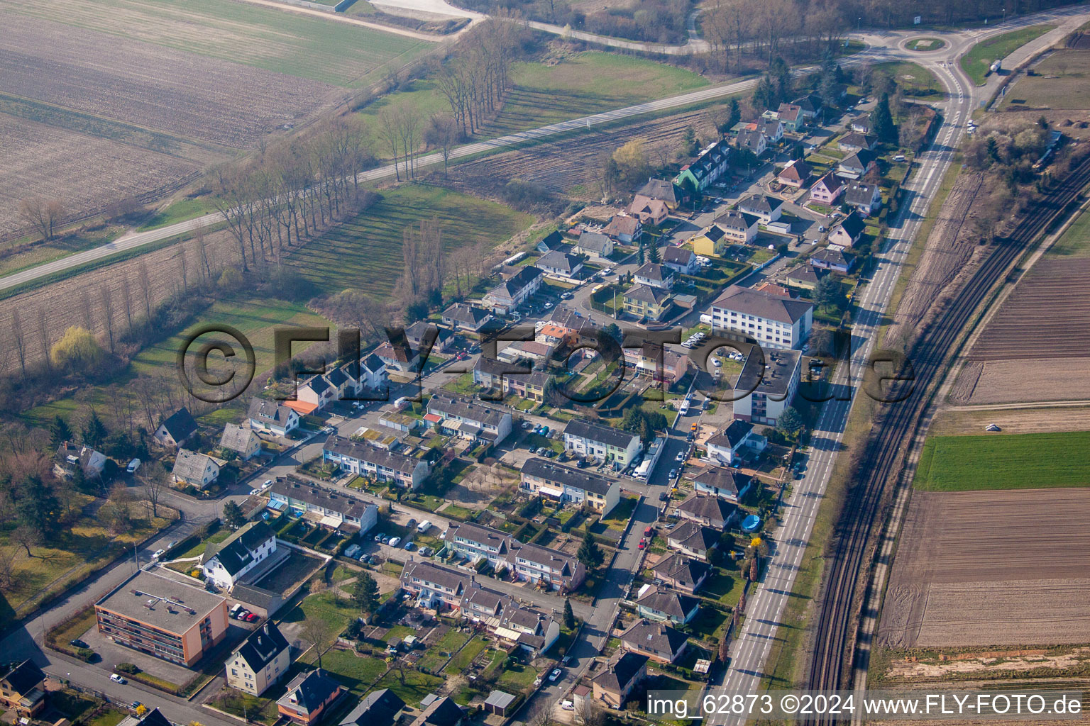 Bischwiller in the state Bas-Rhin, France from the plane