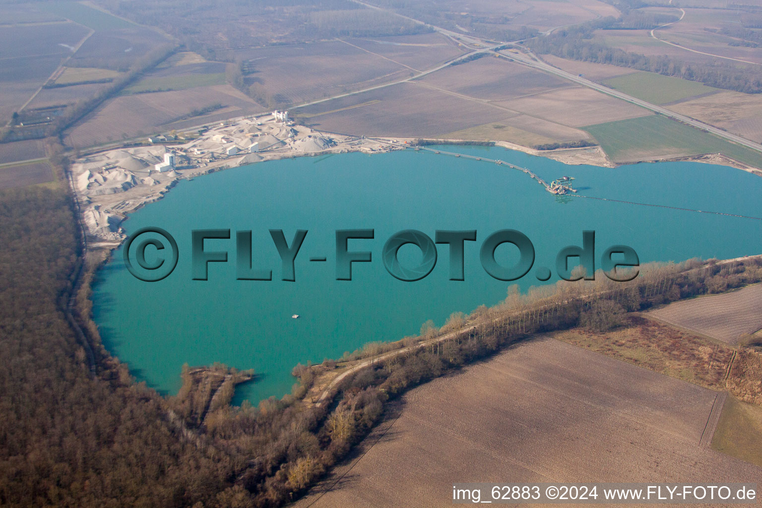 Oblique view of Gambsheim in the state Bas-Rhin, France