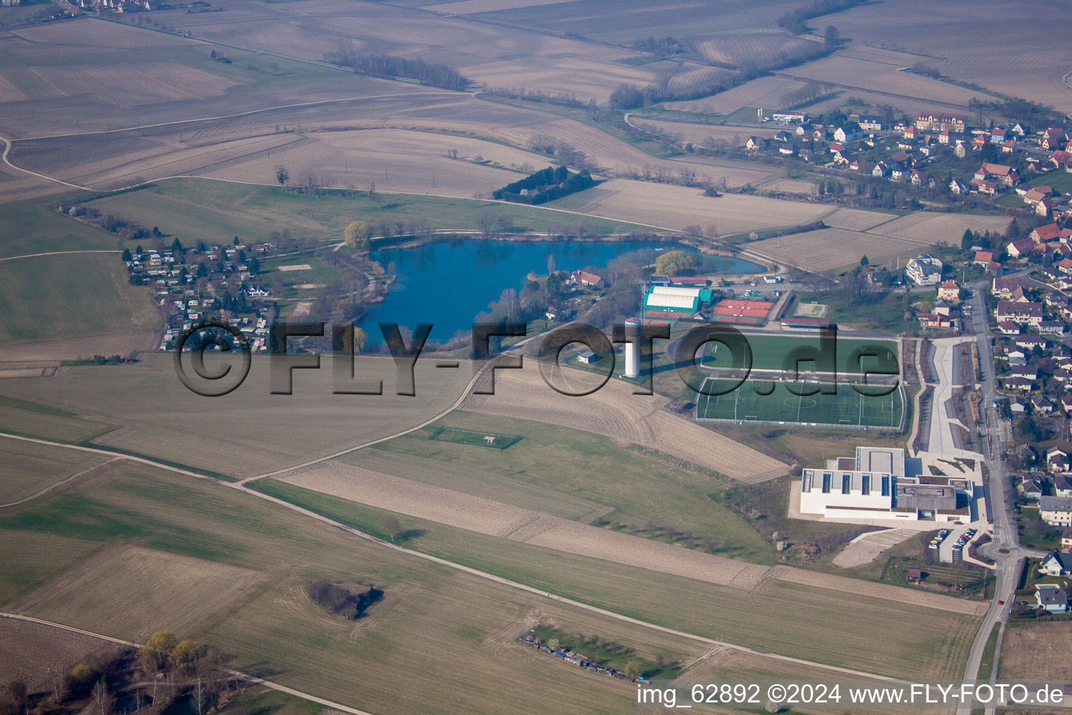 Gambsheim in the state Bas-Rhin, France from the drone perspective