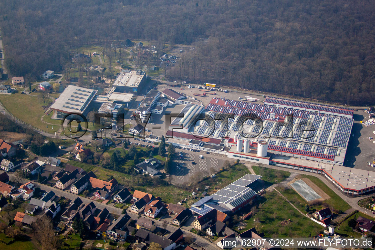 District Linx in Rheinau in the state Baden-Wuerttemberg, Germany seen from above