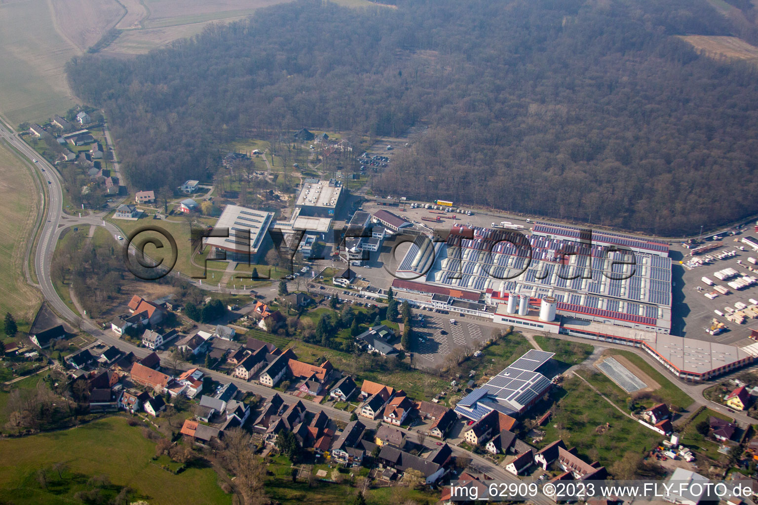 Bird's eye view of District Linx in Rheinau in the state Baden-Wuerttemberg, Germany