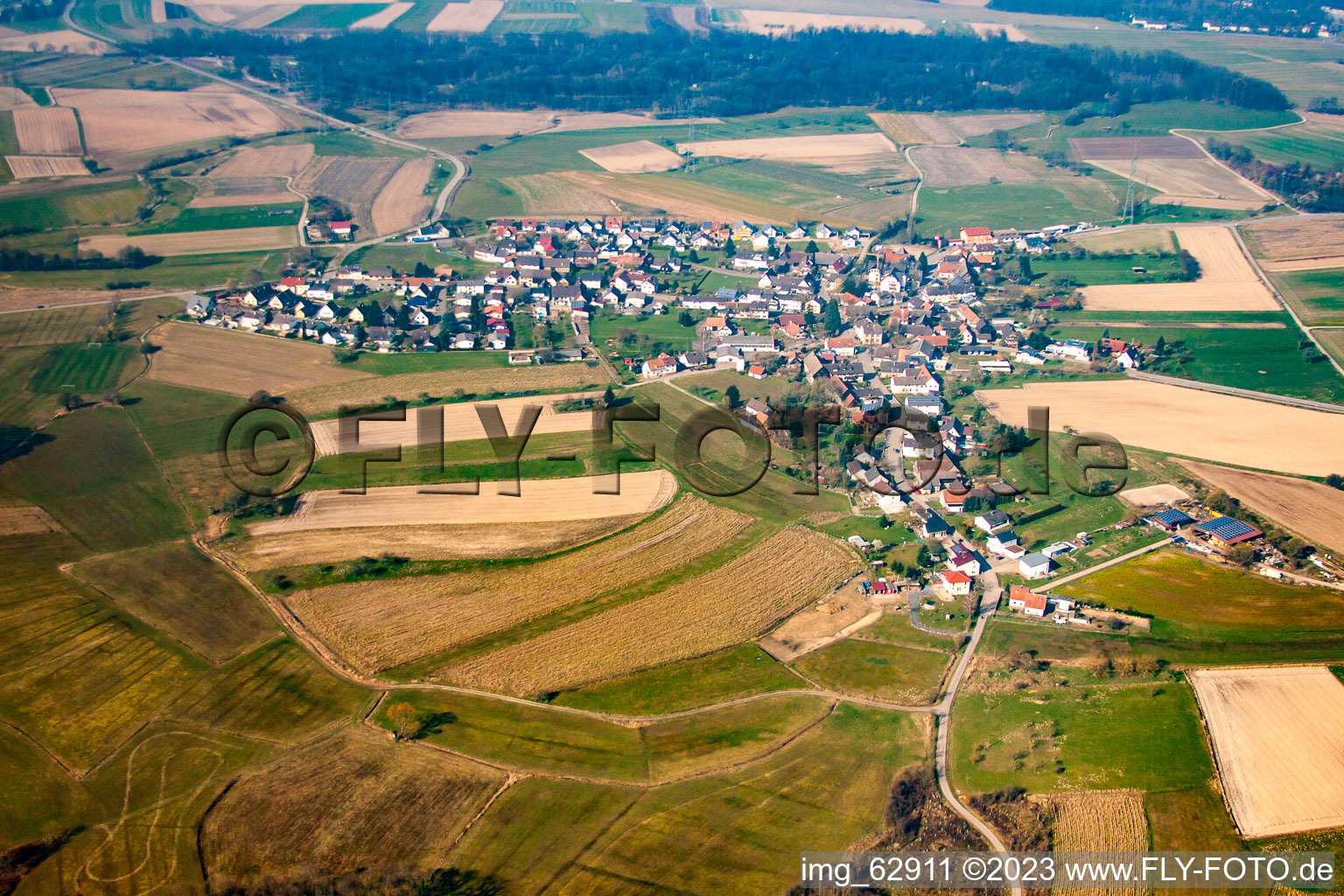 Aerial view of From the east in the district Zierolshofen in Kehl in the state Baden-Wuerttemberg, Germany