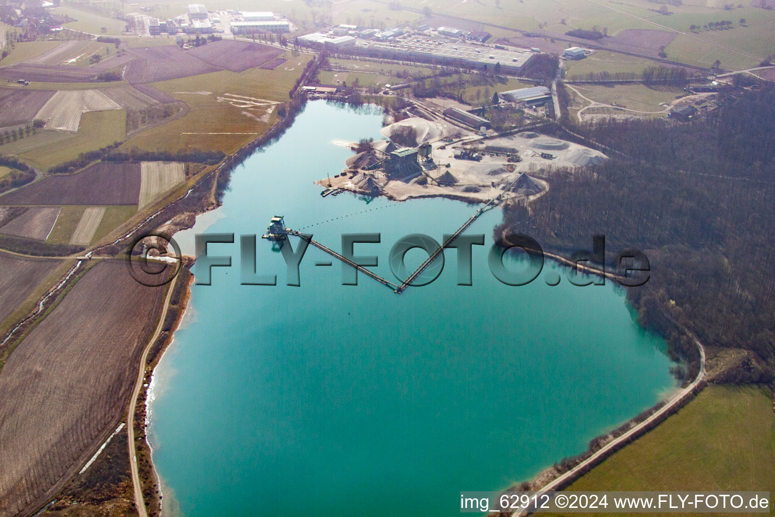 Quarry lake in the district Legelshurst in Willstätt in the state Baden-Wuerttemberg, Germany