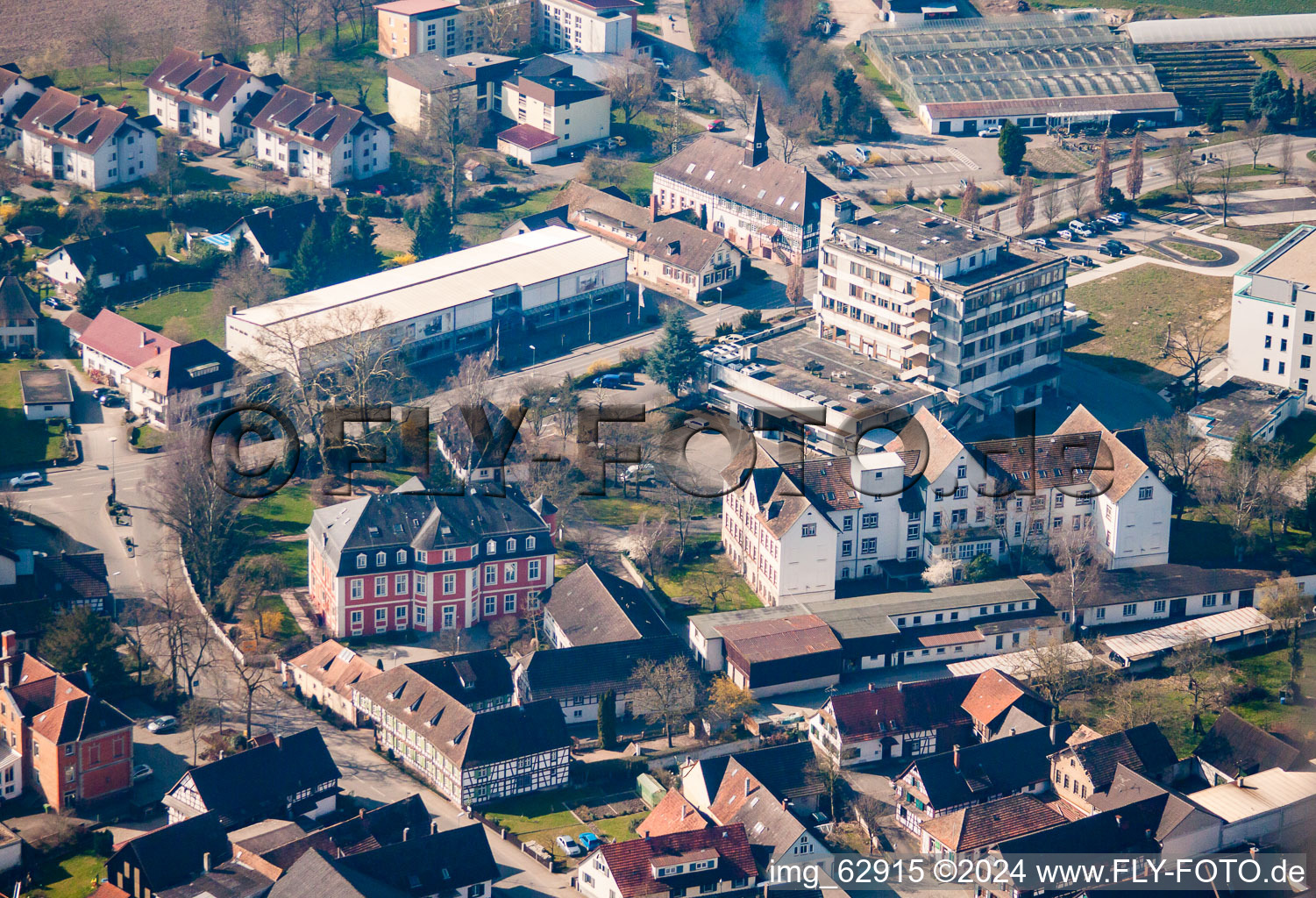 Aerial view of Local administration Kork in the district Kork in Kehl in the state Baden-Wuerttemberg, Germany