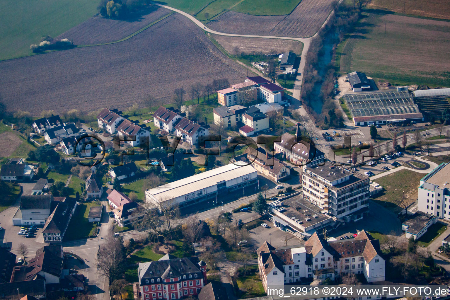 Aerial photograpy of Epilepsy Center Kork in the district Kork in Kehl in the state Baden-Wuerttemberg, Germany