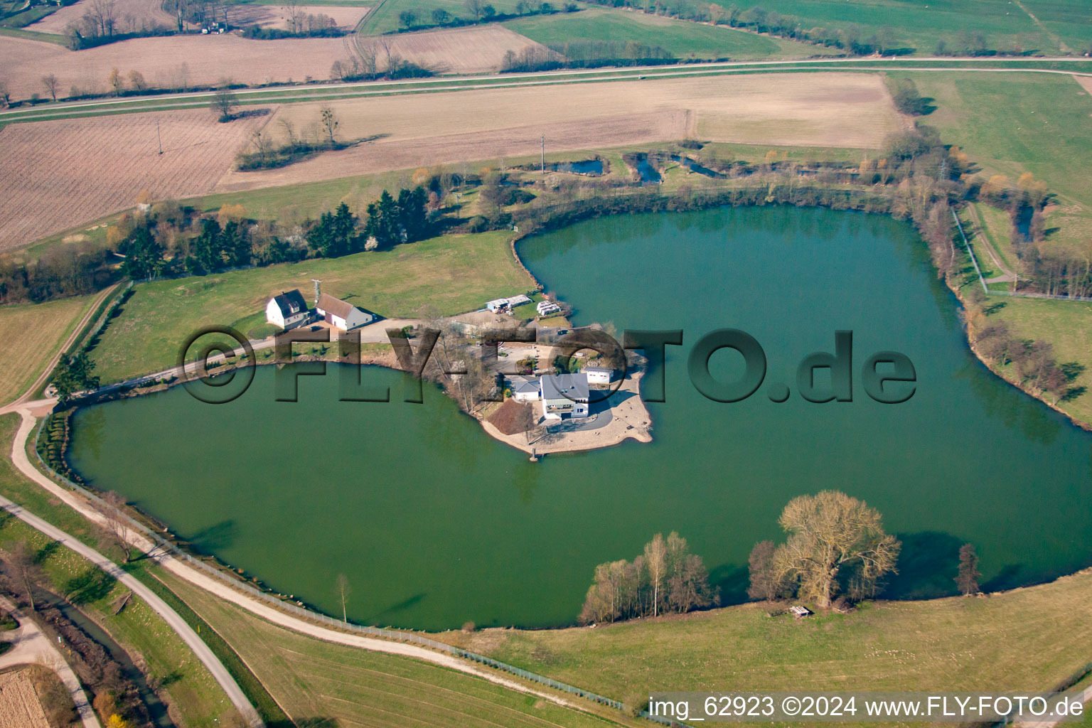 Johannitermatten bathing lake in the district Eckartsweier in Willstätt in the state Baden-Wuerttemberg, Germany