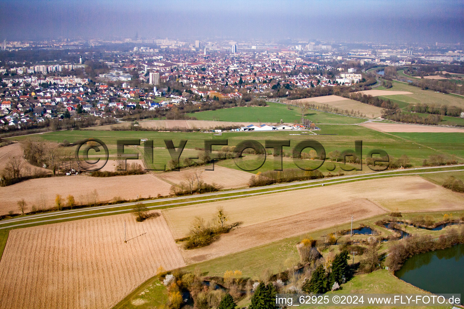 Aerial view of Airport in the district Sundheim in Kehl in the state Baden-Wuerttemberg, Germany