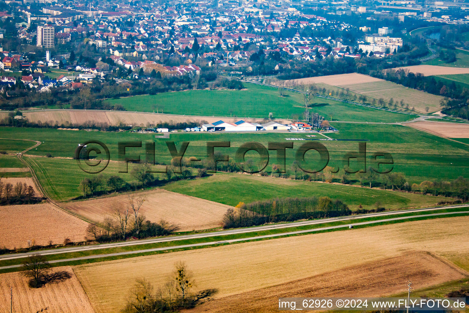 Aerial photograpy of Airport in the district Sundheim in Kehl in the state Baden-Wuerttemberg, Germany