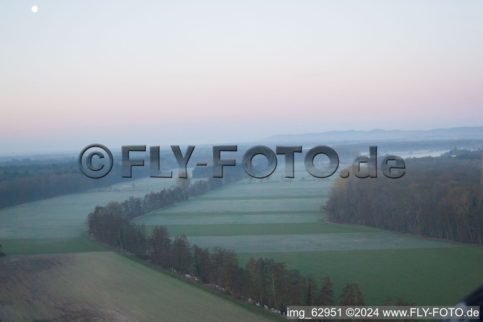 Aerial view of Otterbach Valley in Minfeld in the state Rhineland-Palatinate, Germany