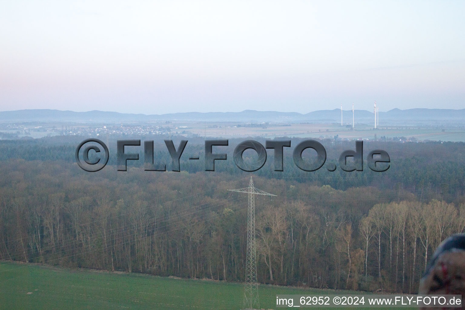 Aerial photograpy of Otterbach Valley in Minfeld in the state Rhineland-Palatinate, Germany