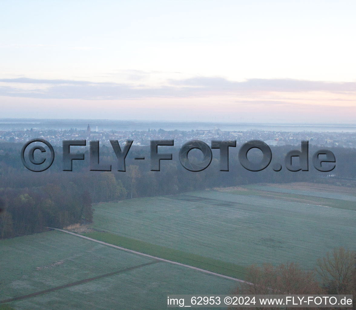 Oblique view of Otterbach Valley in Minfeld in the state Rhineland-Palatinate, Germany